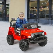 EROMMY Motorized Kids Ride on Toy, Ride on Jeep Car, 12V Powered Kids Electric Vehicle, Red